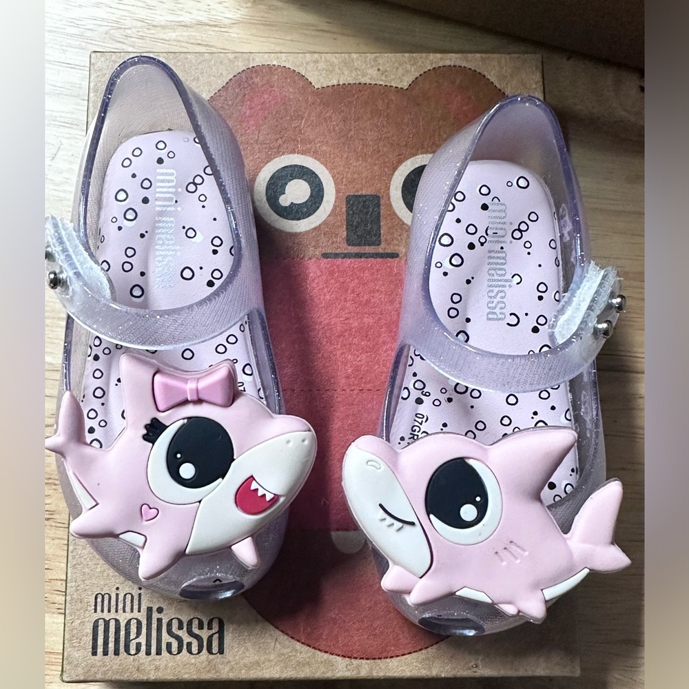 Brand New, Never Worn Mini Melissa Baby Girl Shark Mary Janes